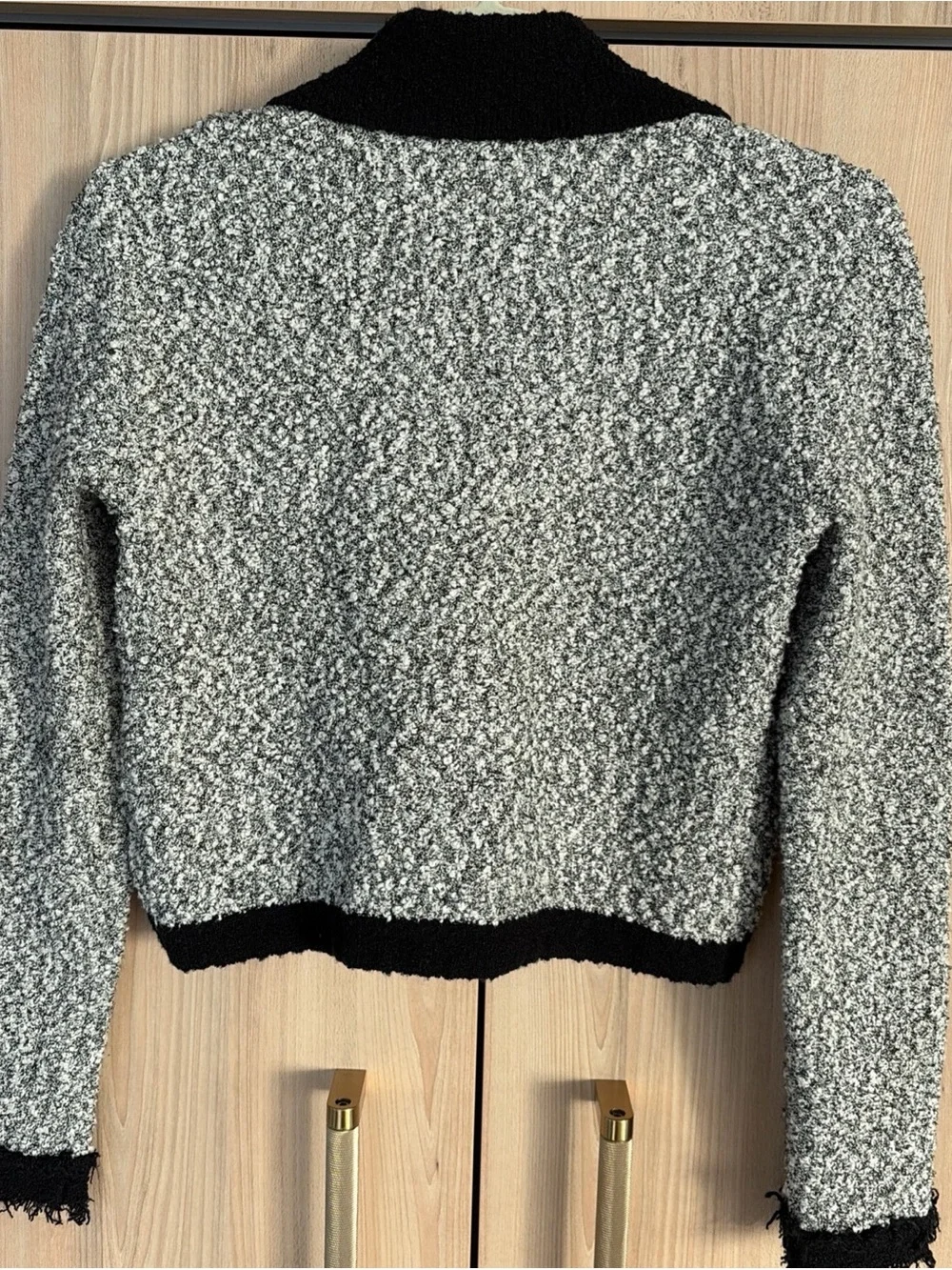 L’AGENCE Arielle Tweed Bouclé Jacket White Black Gold Buttons Designer